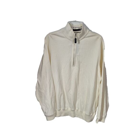 Roundtree & Yorke Other - Roundtree & Yorke 1/4 Zip Sweater Mens Medium Cream Long Sleeve Pullover‎ NEW